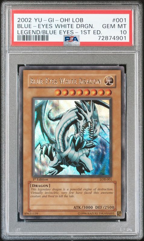 Yugioh Blue-Eyes White Dragon 1st Ed LOB Glossy PSA 10 GEM MINT