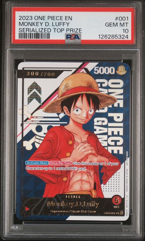 One Piece TCG Monkey D. Luffy Serial Prize ST01-001 PSA 10 GEM MINT 300/700