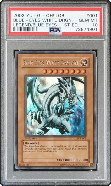 Yugioh Blue-Eyes White Dragon 1st Ed LOB Glossy PSA 10 GEM MINT